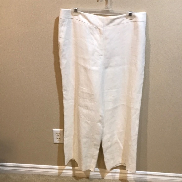 Talbots White Pure Irish Linen Pants Fully Lined Faux Front and Back Pockets-16P - Picture 1 of 9